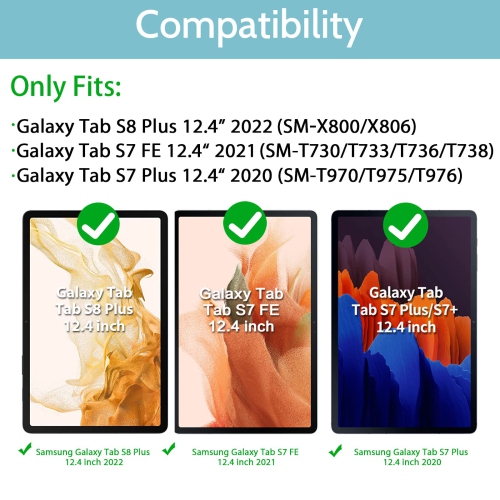Timecity Samsung Galaxy Tab S8 Plus/ S8 + Case 2022 / Tab S7 FE 12.4 2021, Full-Body Protective