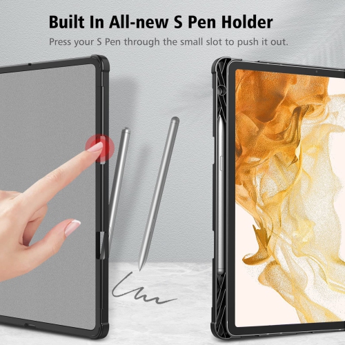 Étui Fintie pour Galaxy Tab S8 plus 2022/S7 FE 2021/S7 plus 2020 12.4 po de Samsung avec porte-stylet S Pen, Portfoli à plusieurs angles
