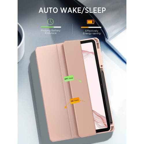 Samsung Galaxy Tab S8 + 12.4 2022 / Tab S7 FE 12.4-Inch 2021 / Tab S7 Plus 12.4 2020 with S-Pen Holder, Transparent Back Tablet Cover with Auto-Wake,