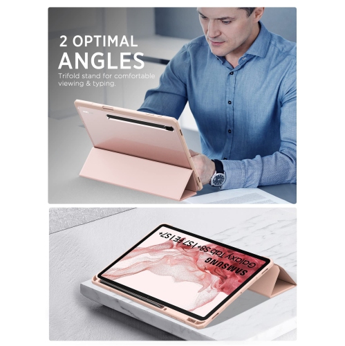 Samsung Galaxy Tab S8 + 12.4 2022 / Tab S7 FE 12.4-Inch 2021 / Tab S7 Plus 12.4 2020 with S-Pen Holder, Transparent Back Tablet Cover with Auto-Wake,