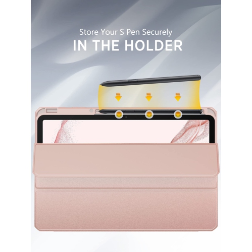 Samsung Galaxy Tab S8 + 12.4 2022 / Tab S7 FE 12.4-Inch 2021 / Tab S7 Plus 12.4 2020 with S-Pen Holder, Transparent Back Tablet Cover with Auto-Wake,