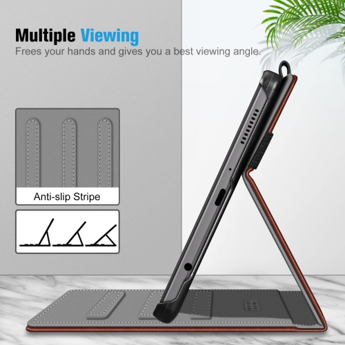 Case for Samsung Galaxy Tab A7 Lite 8.7 Inch 2021 Model, Multi-Angle Viewing Smart Stand Back Cover with Pocket, Brown