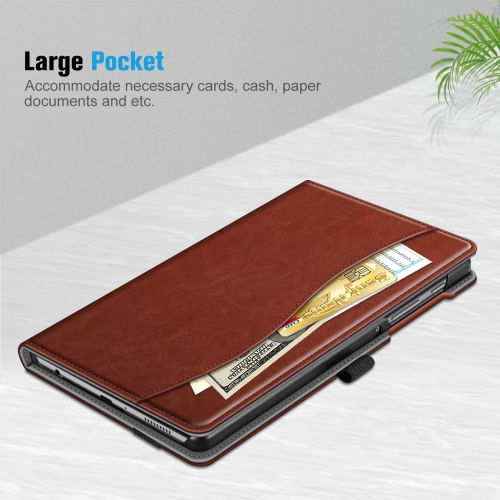 Case for Samsung Galaxy Tab A7 Lite 8.7 Inch 2021 Model, Multi-Angle Viewing Smart Stand Back Cover with Pocket, Brown