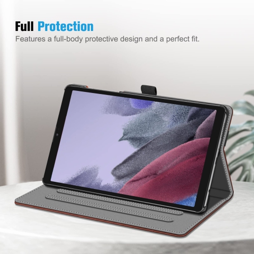 Case for Samsung Galaxy Tab A7 Lite 8.7 Inch 2021 Model, Multi-Angle Viewing Smart Stand Back Cover with Pocket, Brown