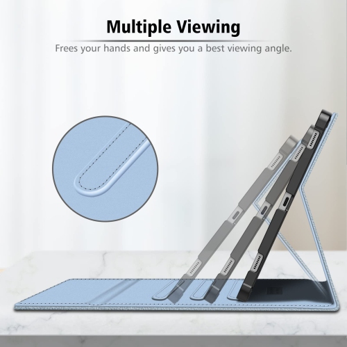 Samsung Galaxy Tab S8 Plus 2022/S7 FE 2021/S7 Plus 2020 12.4 Inch with S Pen Holder, Multiple Angle Portfolio Cover with Pocket Auto Sleep/Wake, Ice