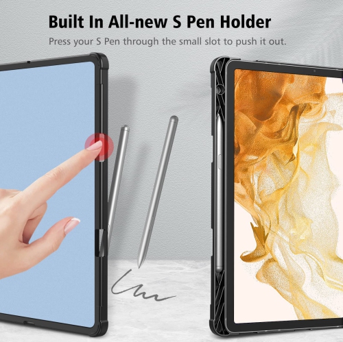 Samsung Galaxy Tab S8 Plus 2022/S7 FE 2021/S7 Plus 2020 12.4 Inch with S Pen Holder, Multiple Angle Portfolio Cover with Pocket Auto Sleep/Wake, Ice