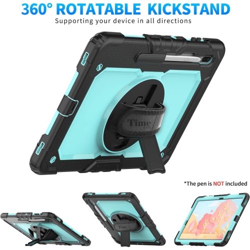 Samsung Galaxy Tab S8 Plus 2022 / Tab S7 FE 12.4 2021 with Screen Protector, Rotating Stand and Strap, Full-Body Protective Case for S7 Plus