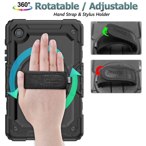 Samsung Galaxy Tab A7 Lite Case 8.7'' with Screen Protector Pencil Holder 360 Rotating Hand Strap &Stand, SEYMAC stock Dro