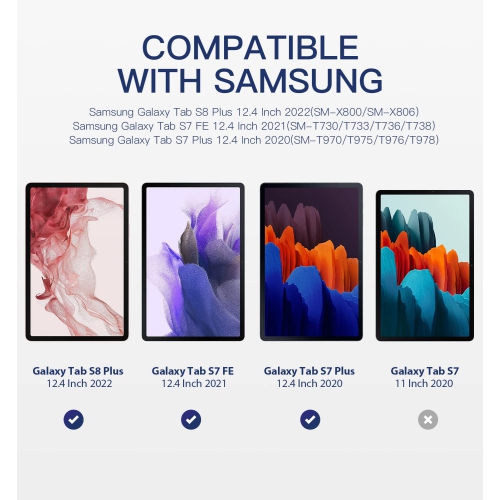 Dadanism Case for Samsung Galaxy Tab S8 Plus 12.4 2022 /Galaxy Tab S7 FE 12.4 2021 /Galaxy Tab S7+ 12.4 2020, Multi-Angle V