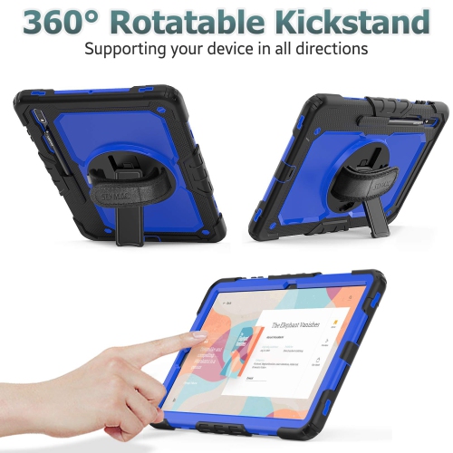 SEYMAC stock Samsung Tab S8 Plus/ S7 FE Case 12.4'' 2022/2021 with Screen Protector Pencil Holder 360 Rotating Hand Strap