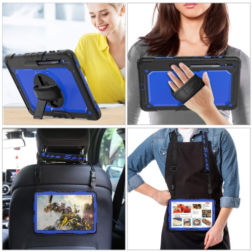 SEYMAC stock Samsung Tab S8 Plus/ S7 FE Case 12.4'' 2022/2021 with Screen Protector Pencil Holder 360 Rotating Hand Strap