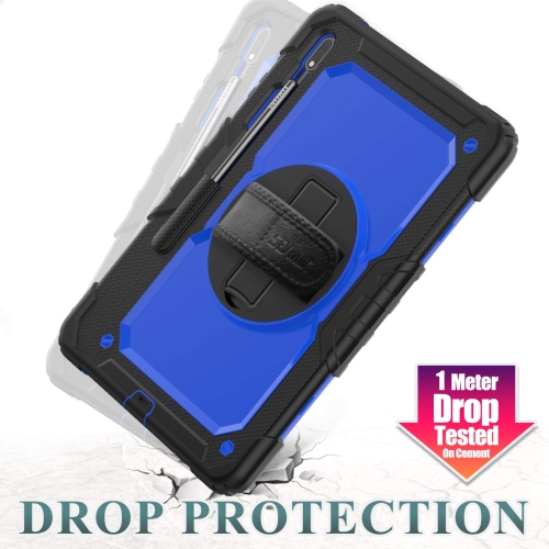 SEYMAC stock Samsung Tab S8 Plus/ S7 FE Case 12.4'' 2022/2021 with Screen Protector Pencil Holder 360 Rotating Hand Strap