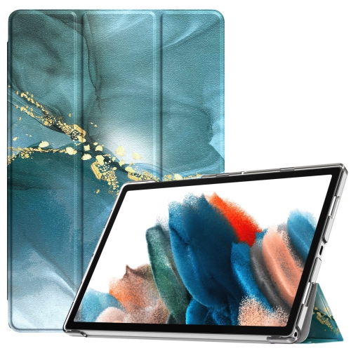 Image 1 de 7.. TMOVO – Étui mince pour Galaxy Tab A8 de 10.5 po 2022 SM-X200/SM-X205, mince protecteur mince à trois rabats en C translucide givré translucide