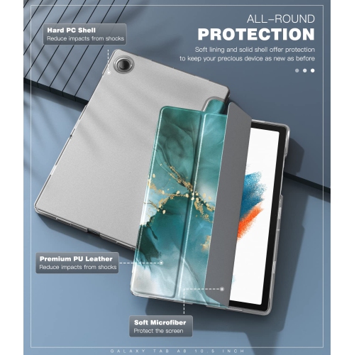 TiMOVO Slim Case for Galaxy Tab A8 10.5 case 2022 SM-X200/ SM-X205, Slim Translucent Frosted Hard Back Tri-Fold Protective C