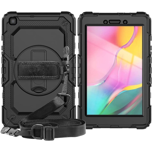 navor Compatible with Galaxy Tab A 8.0, Built in Screen Protector, Shockproof Heavy Duty Protective Rugged Cover with Shoulder Strap, Hand Strap,