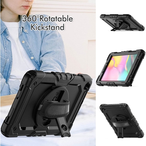 navor Compatible with Galaxy Tab A 8.0, Built in Screen Protector, Shockproof Heavy Duty Protective Rugged Cover with Shoulder Strap, Hand Strap,