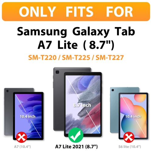 Samsung Galaxy Tab A7 Lite 8.7 inch 2021 Case, HXCASEAC Shockproof Case with S Pen Holder, 360° Rotating Stand/Hand Strap, S