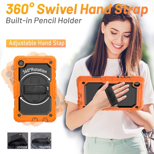 Samsung Galaxy Tab A7 Lite 8.7 inch 2021 Case, HXCASEAC Shockproof Case with S Pen Holder, 360° Rotating Stand/Hand Strap, S