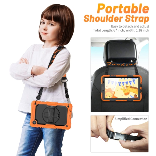 Samsung Galaxy Tab A7 Lite 8.7 inch 2021 Case, HXCASEAC Shockproof Case with S Pen Holder, 360° Rotating Stand/Hand Strap, S