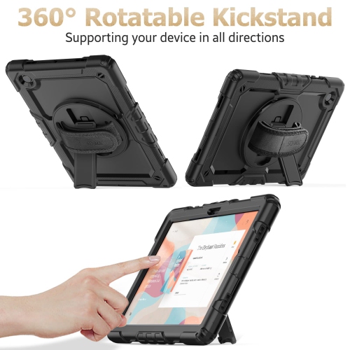 SEYMAC – Étui stock pour Galaxy Tab A8 de 10.5 po 2022 de Samsung avec porte-crayon protecteur d’écran 360, dragonne rotative et support