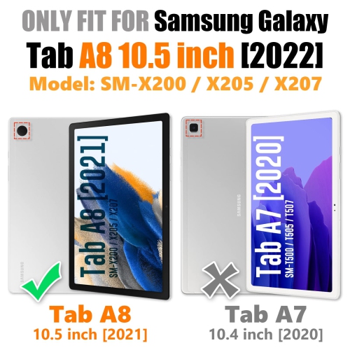 SEYMAC – Étui stock pour Galaxy Tab A8 de 10.5 po 2022 de Samsung avec porte-crayon protecteur d’écran 360, dragonne rotative et support
