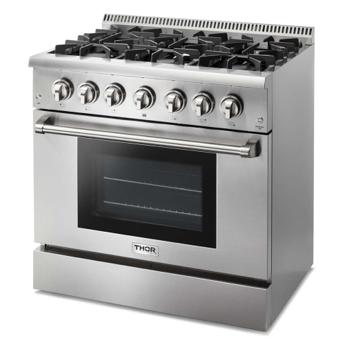 THOR Kitchen 36" Professional Stainless Steel Dual Fuel Range HRD3606U