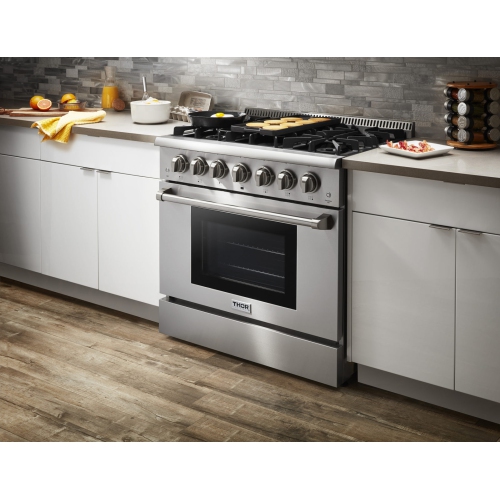 THOR Kitchen 36" Professional Stainless Steel Dual Fuel Range HRD3606U