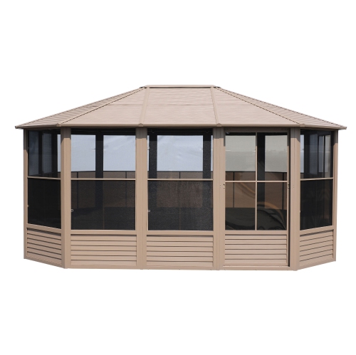 Image 1 of 10.. Florence Solarium with Metal Roof 12 Ft. x 15 Ft. Sand