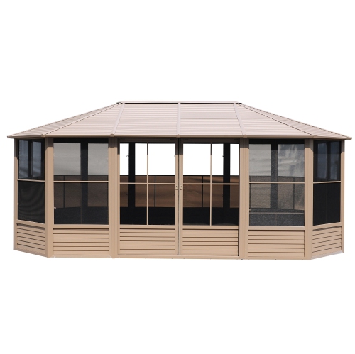 Image 1 de 10.. Solarium Florence avec toit en métal, 12 pi X 18 pi Sable
