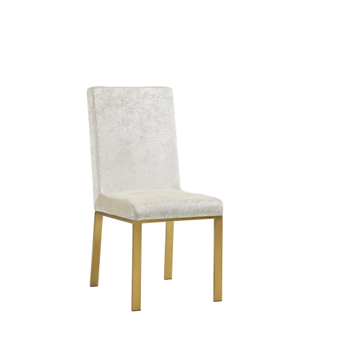 Angelina Luxury Velvet Dining Chairs - Ivory, Honeycomb Pattern, Crocodile Skin Pattern Fabric with Gold Stainless Legs and Frame