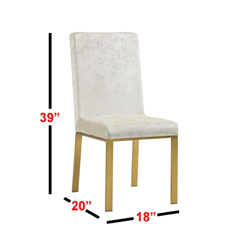 Angelina Luxury Velvet Dining Chairs - Ivory, Honeycomb Pattern, Crocodile Skin Pattern Fabric with Gold Stainless Legs and Frame