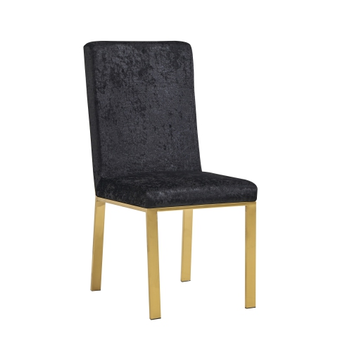Angelina Luxury Velvet Dining Chairs - Black, Honeycomb Pattern, Crocodile Skin Pattern Fabric with Gold Stainless Legs and Frame