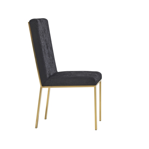 Angelina Luxury Velvet Dining Chairs - Black, Honeycomb Pattern, Crocodile Skin Pattern Fabric with Gold Stainless Legs and Frame