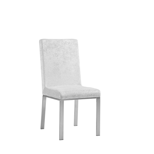 Angelina Luxury Velvet Dining Chairs - Ivory, Honeycomb Pattern, Crocodile Skin Pattern Fabric with Silver Stainless Legs and Frame