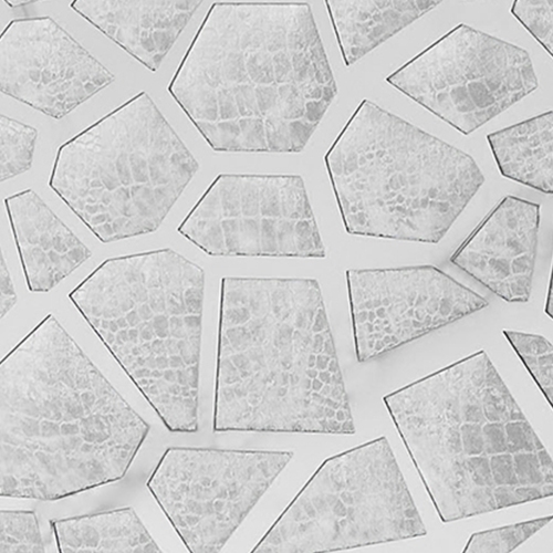 Angelina Luxury Velvet Dining Chairs - Ivory, Honeycomb Pattern, Crocodile Skin Pattern Fabric with Silver Stainless Legs and Frame