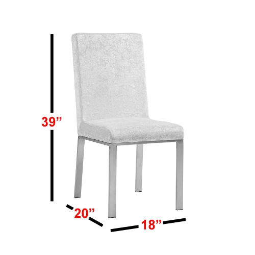 Angelina Luxury Velvet Dining Chairs - Ivory, Honeycomb Pattern, Crocodile Skin Pattern Fabric with Silver Stainless Legs and Frame