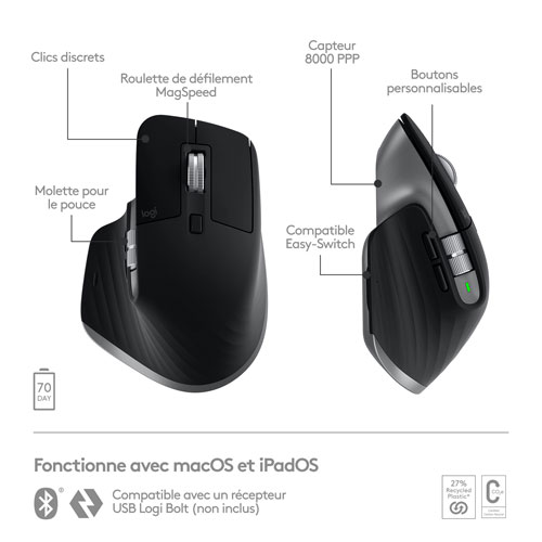 Logitech MX Master 3 for Mac+付属品 Logitech MX Master 3 Wireless Mouse for Mac, 4000 DPI