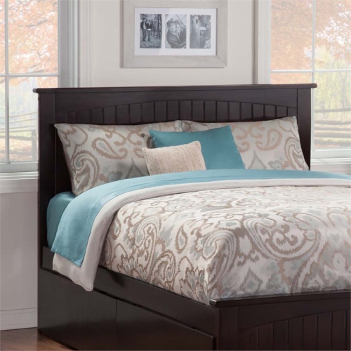 AFI Nantucket Queen Solid Wood Panel Headboard with Device Charger in Espresso
