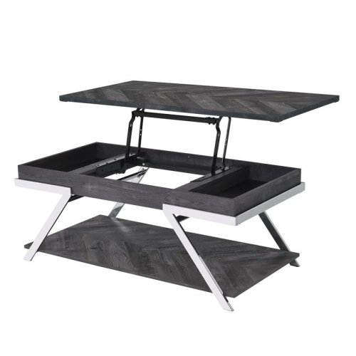 Bowery Hill Dark Gray Lift-Top Wood and Laminate Cocktail Table