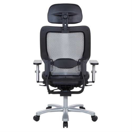 Air Grid Big & Tall Ergonomic Chair with Adjustable Headrest in Black Fabric