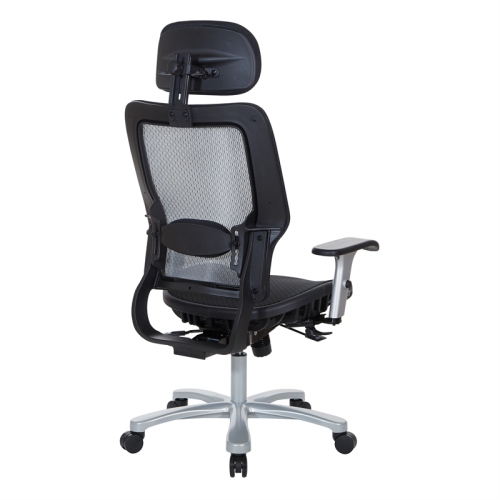 Air Grid Big & Tall Ergonomic Chair with Adjustable Headrest in Black Fabric
