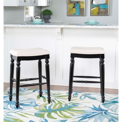 Linon Marino 30" Wood Backless Bar Stool in Black