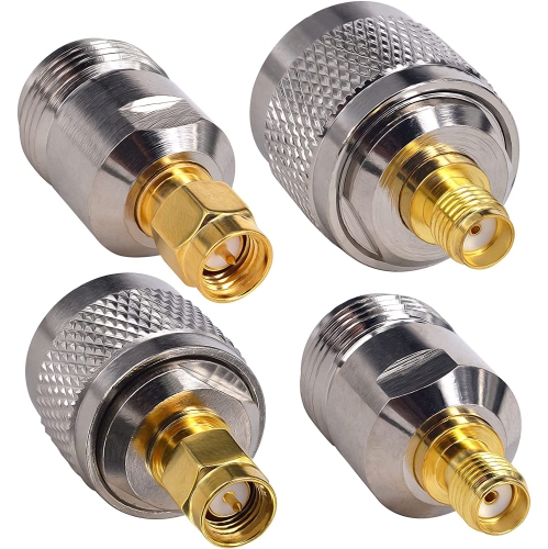 DOLAER  4PCs SMA to N Type Adapter Kit 4 Type Rf Coax Coaxial Connectors N Male/female to SMA Female/male Wifi Antenna Adapter Convertor for Cb