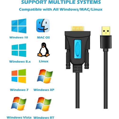 4 Port Professional FTDI CHIP USB to Serial RS232 DB9 Adapter Converter Serial Cable 9-Pin Male to Male with Thumbscrews