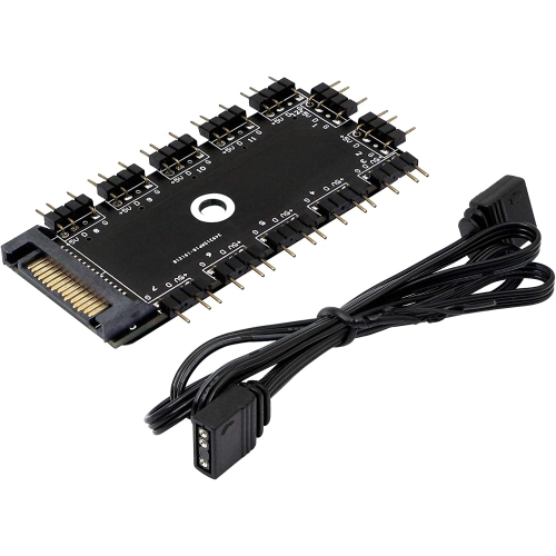 12 Way ARGB Splitter 1 to 11 Ports 5V 3Pin RGB LED Splitter Hub with Double-Sided Adhesive