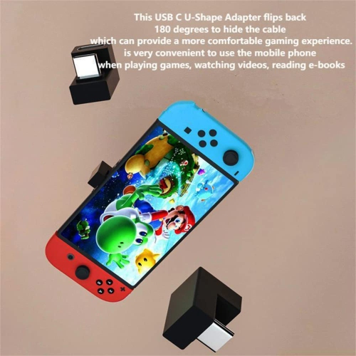 Adaptateur USB-C en forme de U 180 degrés USB 3.1 de type C mâle vers femelle Adaptateur de chargement en U 4K60 Hz 10 Gb/s pour portable, tablette,