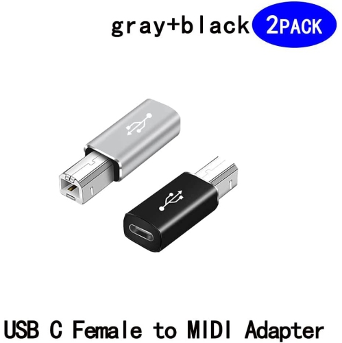 USB-C femelle vers imprimante USB B mâle convertit l’adaptateur type C vers connecteur MIDI pour imprimante/piano électrique MIDI et appareil