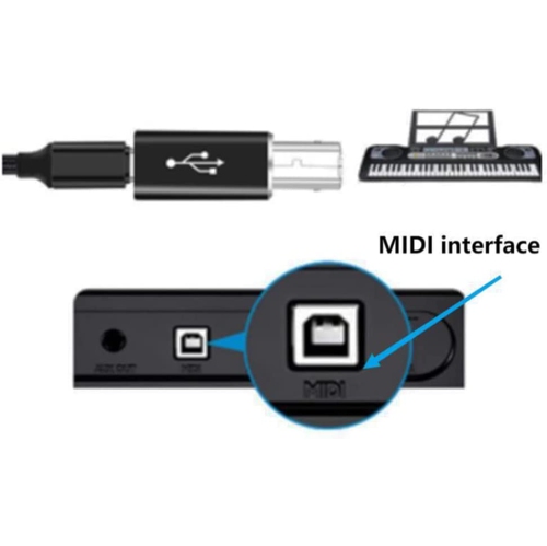 USB-C femelle vers imprimante USB B mâle convertit l’adaptateur type C vers connecteur MIDI pour imprimante/piano électrique MIDI et appareil