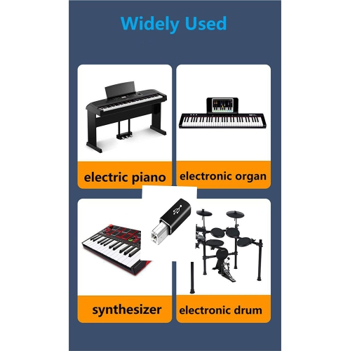 USB-C femelle vers imprimante USB B mâle convertit l’adaptateur type C vers connecteur MIDI pour imprimante/piano électrique MIDI et appareil