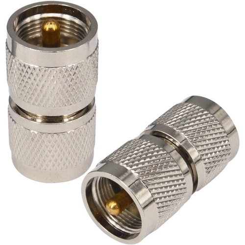 2PCS UHF Male to UHF Male Plug PL259 Connector UHF Male to Male RF Coax Coaxial Adapter for CB Ham Radio/Antenna/Broadcast/Scanner/WiFi/Telecom/CCTV